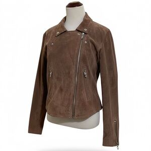 Blank NYC Brown Leather Moto Jacket Women’s S Biker Street Style Suede Zip Up